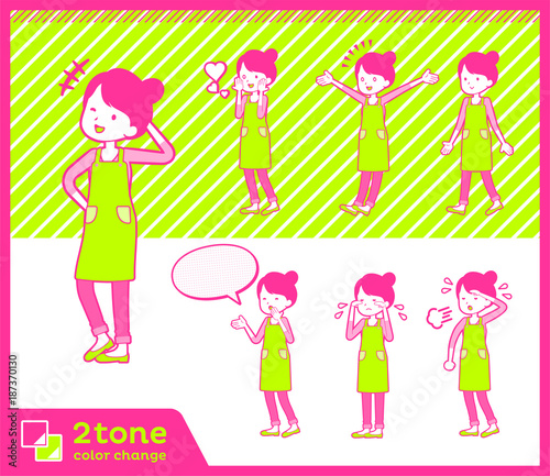 2tone type Ballet Bun hair Apron mom_set 03