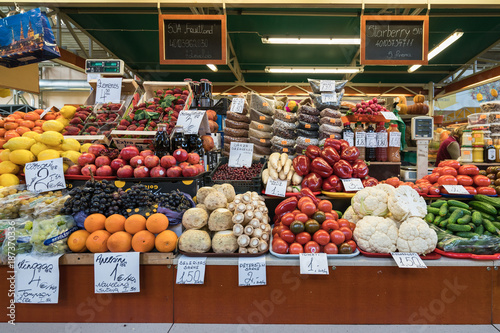 Riga, Latvia - April 2, 2017: Riga Central Market Vegetables pavilion. Riga Central Market is Europe's largest market and bazaar.