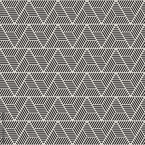 Vector seamless stripes pattern. Modern stylish texture with monochrome trellis. Repeating geometric hexagonal grid. Simple lattice graphic design.