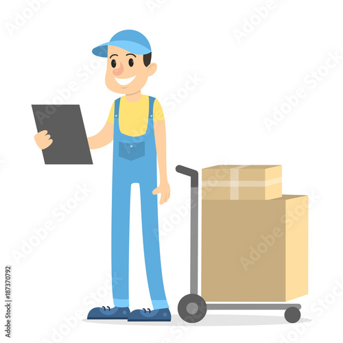 Delivery man with parcels.