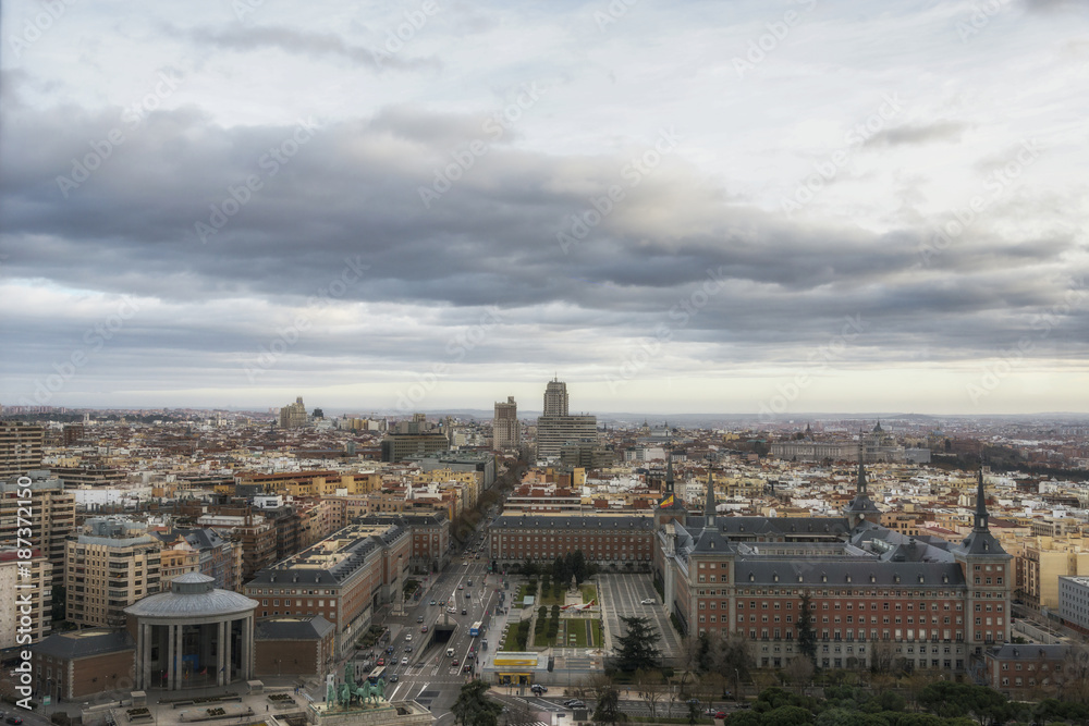 Aerial view of Madrid at the sunset, Spain. Aerial view of Madrid at the sunset, Spain.