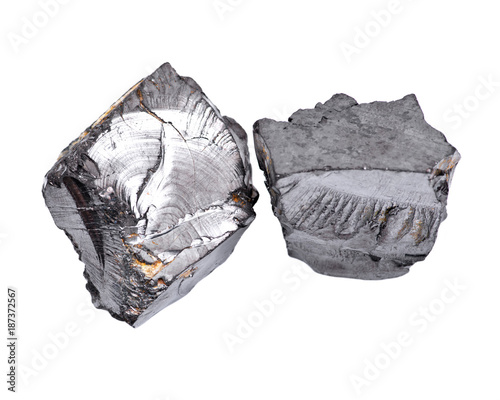 Принти на полотні Rough lustrous elite shungite from Russia isolated on white background