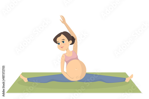 Pregnant woman exercising.