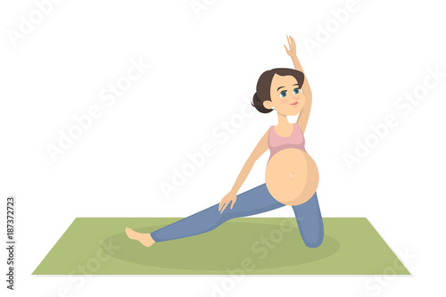 Pregnant woman exercising.
