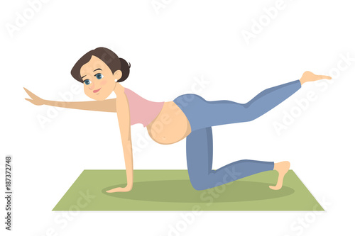 Pregnant woman exercising.