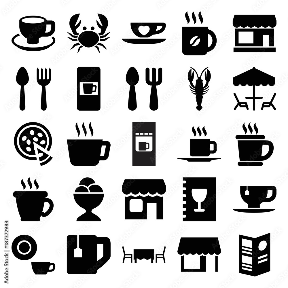 Cafe icons. set of 25 editable filled cafe icons Cafe icons. set of 25 editable filled cafe icons