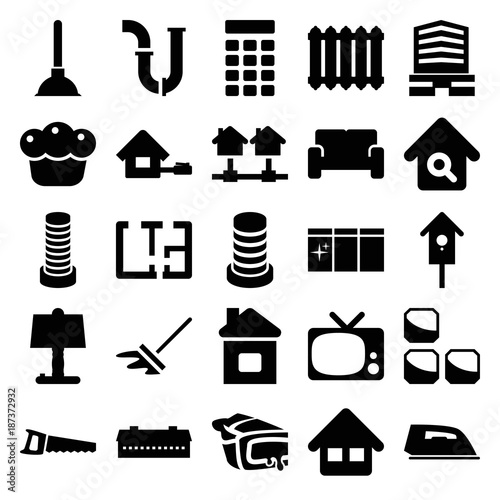 Home icons. set of 25 editable filled home icons