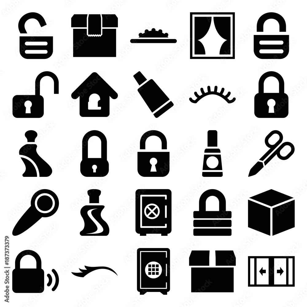 Closed icons. set of 25 editable filled closed icons Closed icons. set of 25 editable filled closed icons