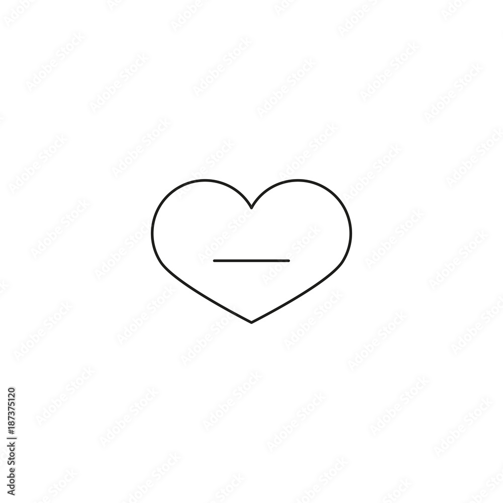 Heart icon. Remove sign line vector web icon Heart icon. Remove sign line vector web icon