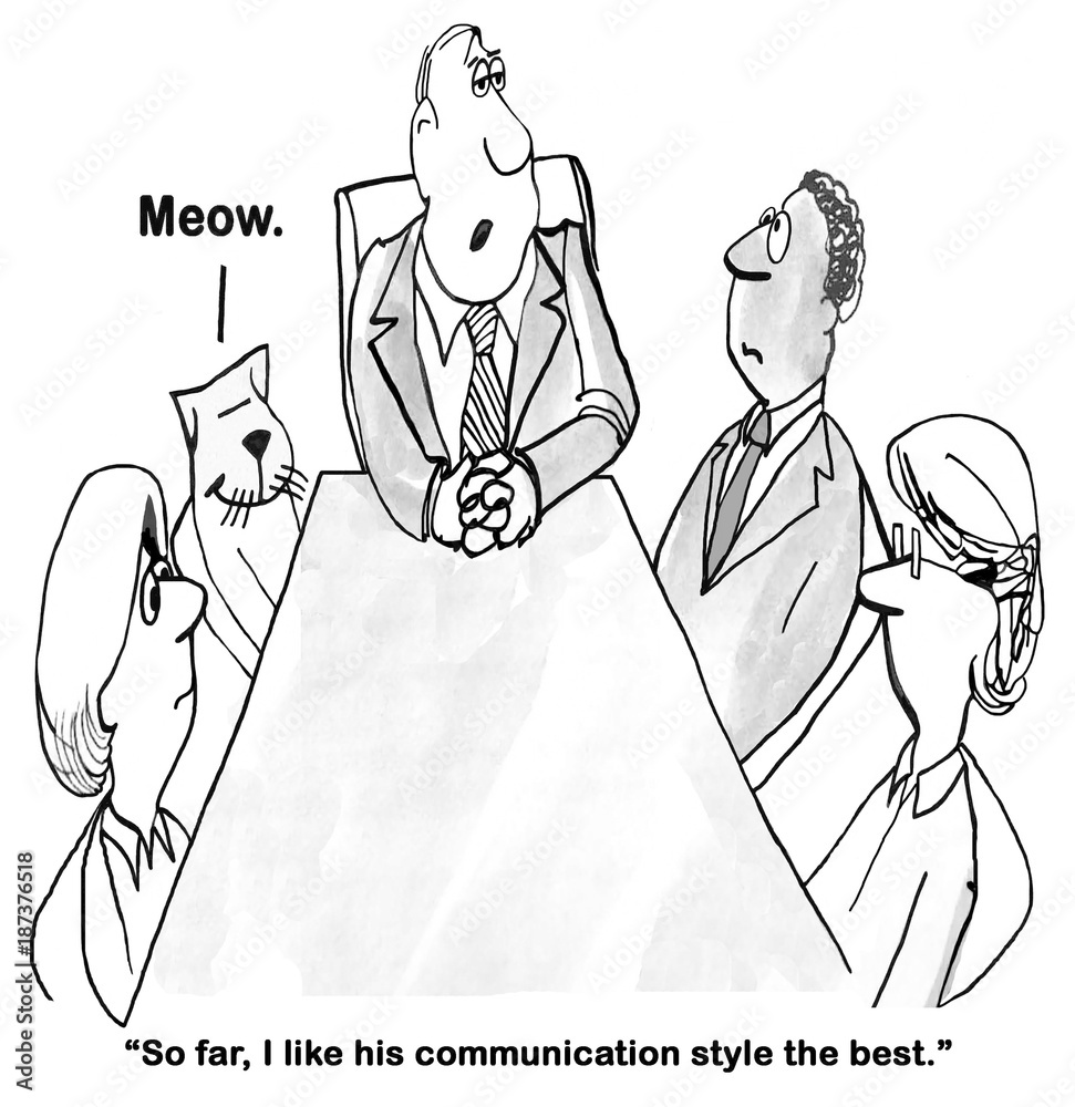 Business cartoon about communication style. Stock Illustration | Adobe Stock