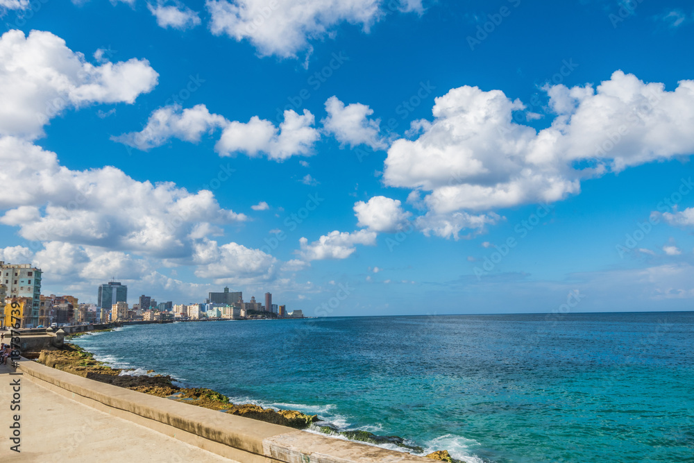 View of the sea from El Malecon in Havana City Cuba View of the sea from El Malecon in Havana City Cuba