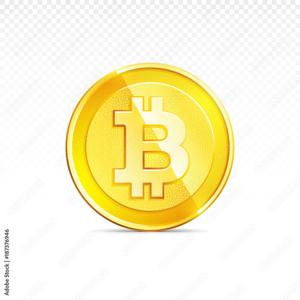 Gold bitcoin coin isolated background. Cryptocurrency sign vector illustration Gold bitcoin coin isolated background. Cryptocurrency sign vector illustration