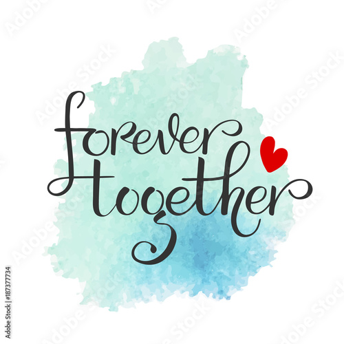 Postcard with a unique lettering for Valentine's Day. Vector illustration with isolated elements