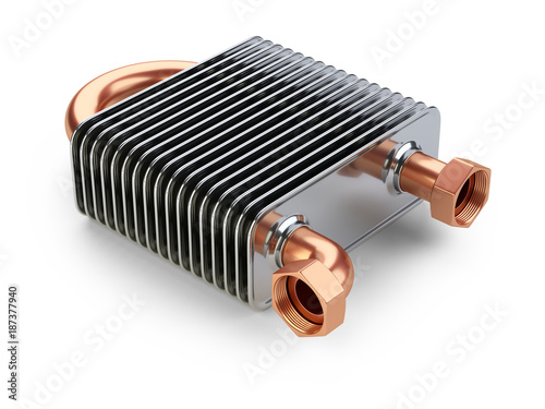 Heat exchanger with tubes for connection of Industrial cooling unit equipment.