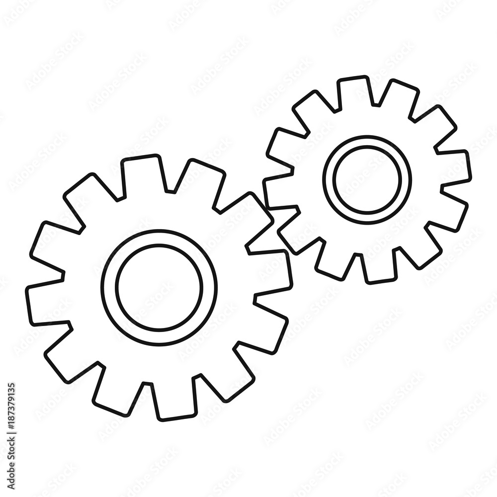 Two gears icon, outline style Two gears icon, outline style
