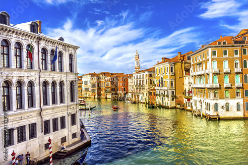 Grand Canal From Rialto Bridge Venice Italy photo
