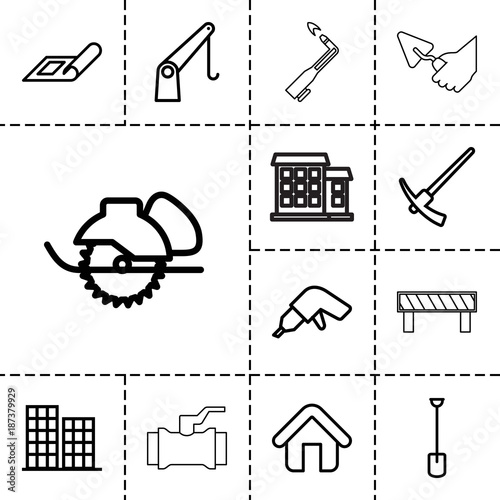 Construction icons. set of 13 editable outline construction icons