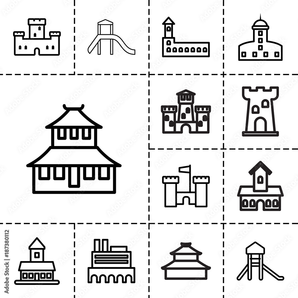 Historical icons. set of 13 editable outline historical icons