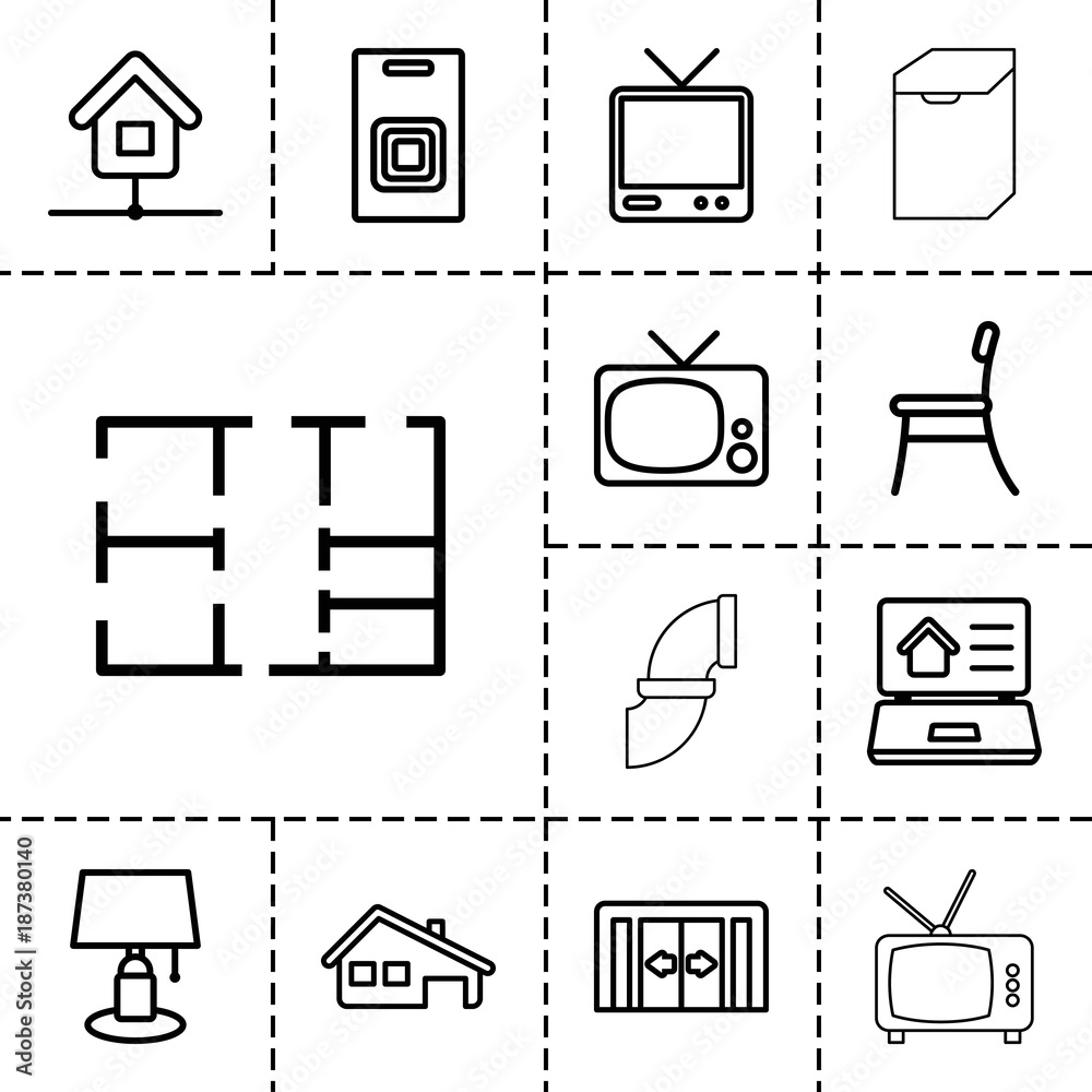 Fototapeta premium Home icons. set of 13 editable outline home icons