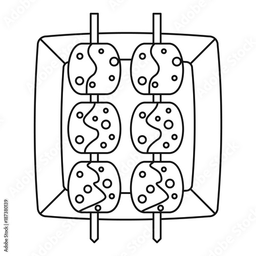 Meat shashlik icon, outline style