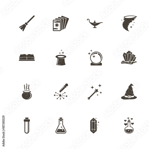 Magic icons. Perfect black pictogram on white background. Flat simple vector icon.