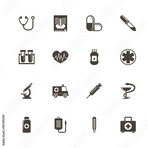 Medical icons. Perfect black pictogram on white background. Flat simple vector icon.