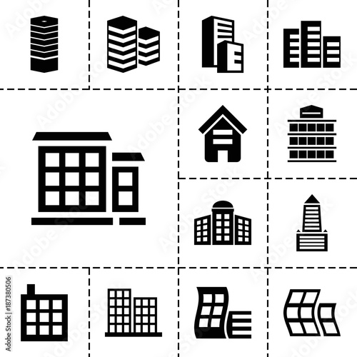 Headquarters icons. set of 13 editable filled headquarters icons