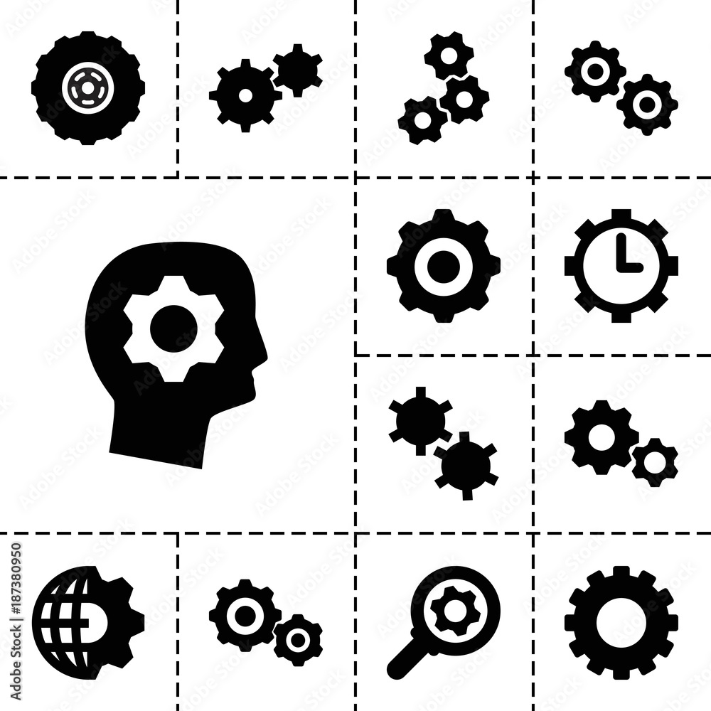 Gears icons. set of 13 editable filled gears icons Gears icons. set of 13 editable filled gears icons