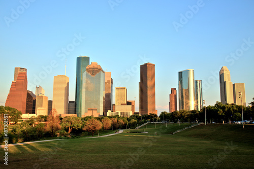 Houston Downtown Skyline Illuminated at Sunset © romanslavik.com