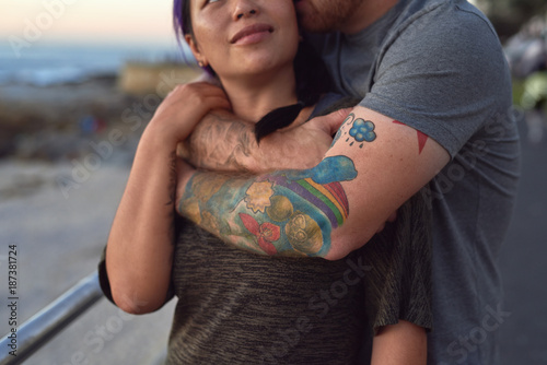 Loving couple hugging