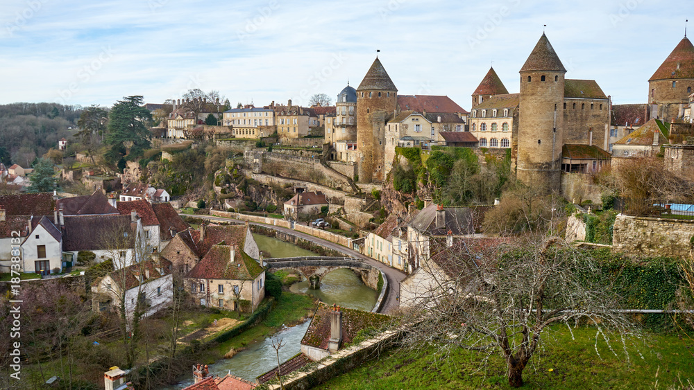 Cityscape medieval town of Semur en Auxois, Burgundy, France