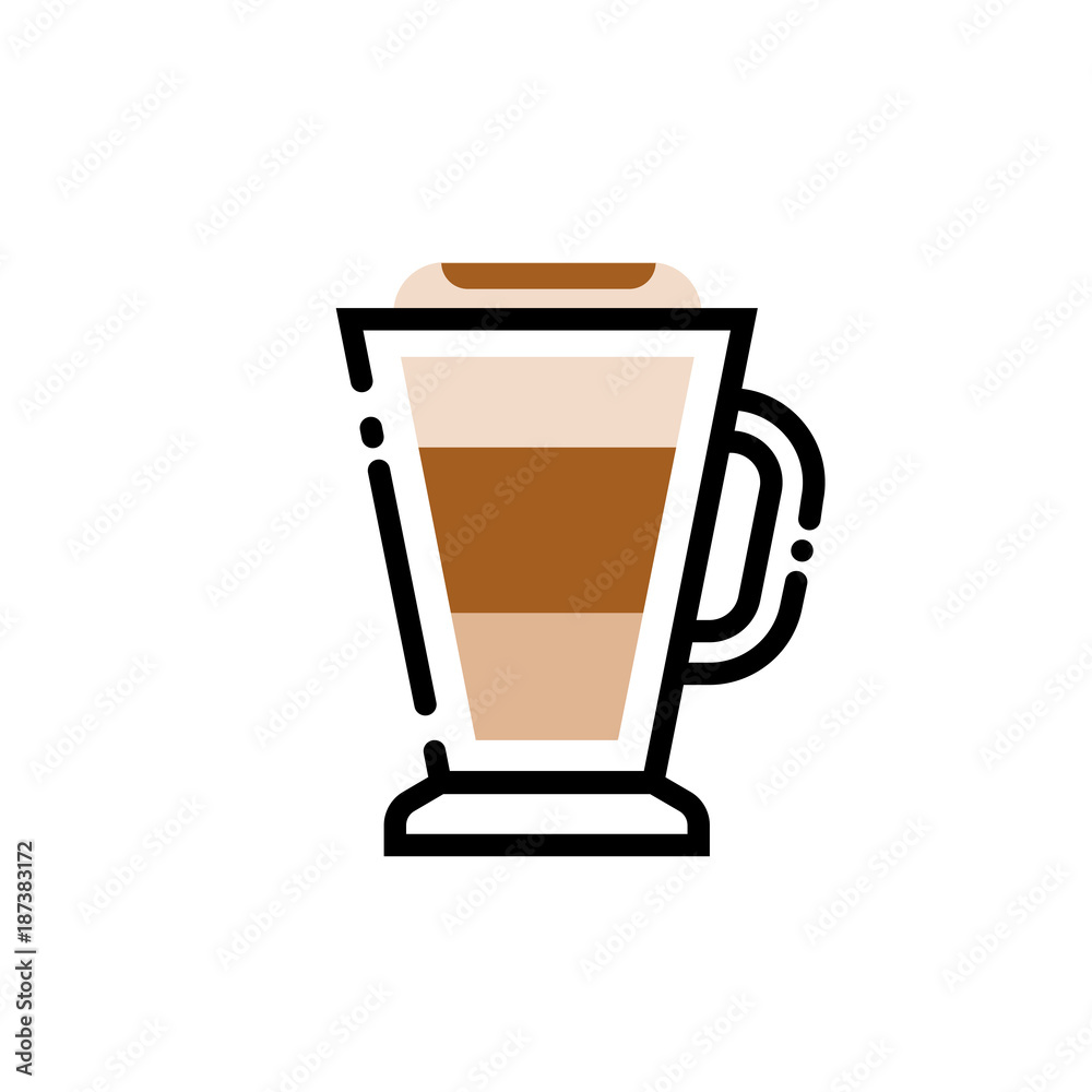 Coffee cup line art illustration. Line icon- cup Coffee cup line art illustration. Line icon- cup