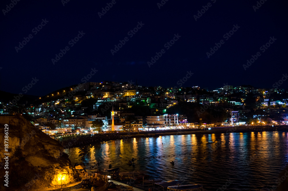 Fototapeta premium Night view of Ulcinj, Montenegro