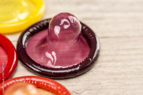 Multi colored condoms