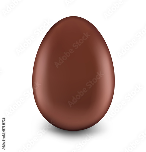 Realistic chocolate Easter egg on white background. Vector illustration ready and simple to use for your design. 
