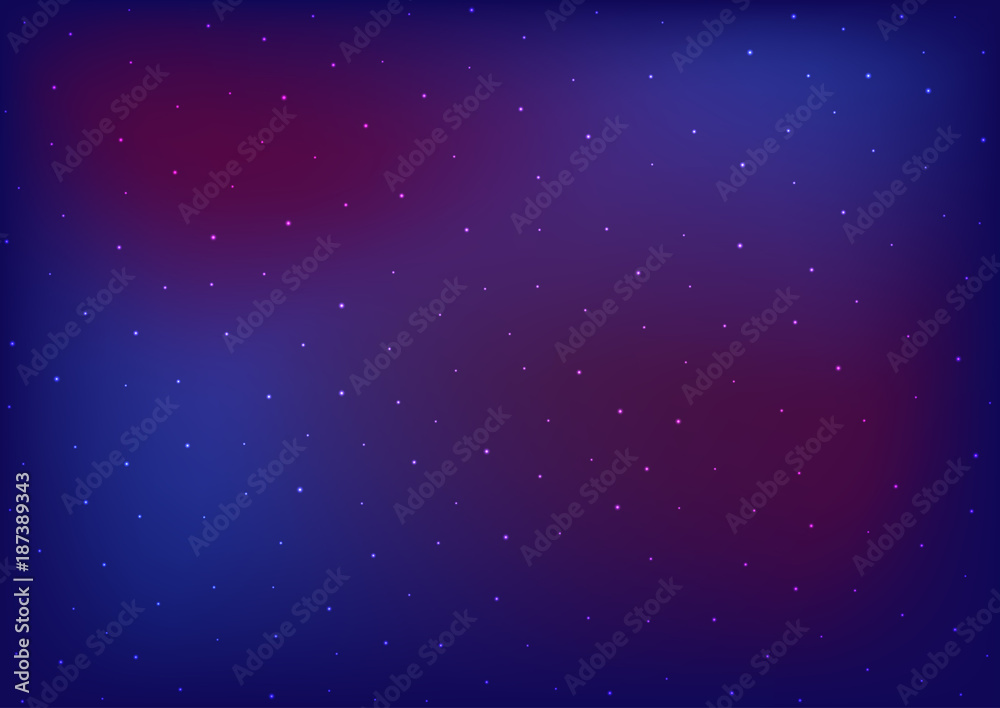 Texture of night sky. Rectangular horizontal background with stars.