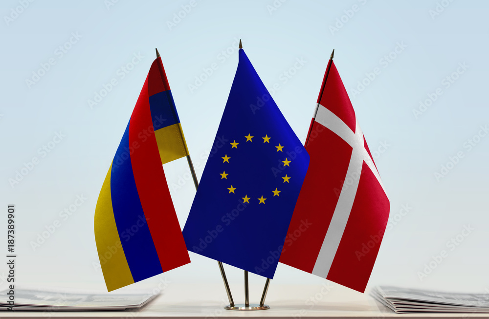Flags of Armenia European Union and Denmark