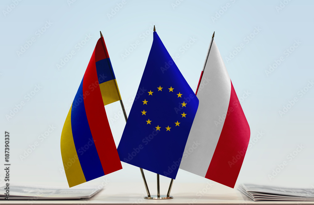 Flags of Armenia European Union and Poland