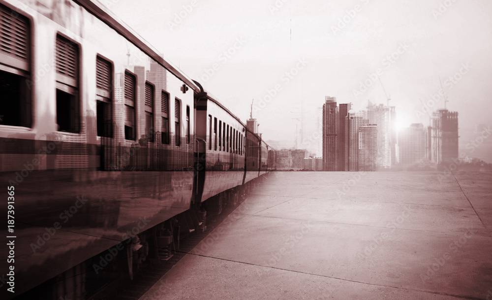 Fototapeta premium Subway tram approaches platform or train station , Transportation travel concept