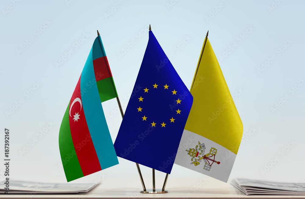 Flags of Azerbaijan European Union and Vatican City