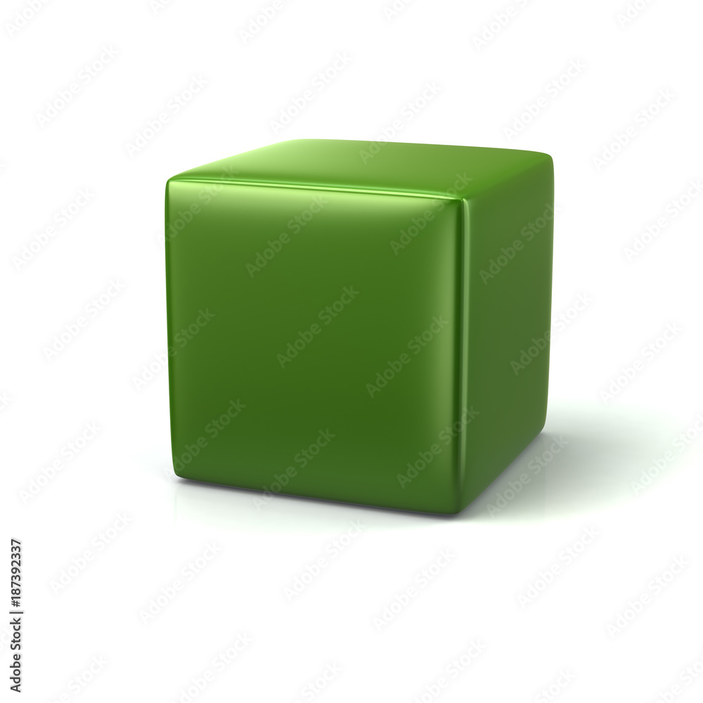 Green cube 3d illustration on white background Green cube 3d illustration on white background