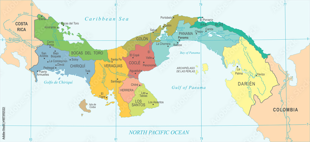 Panama Map - Detailed Vector Illustration