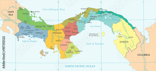 Fototapeta Naklejka Na Ścianę i Meble -  Panama Map - Detailed Vector Illustration