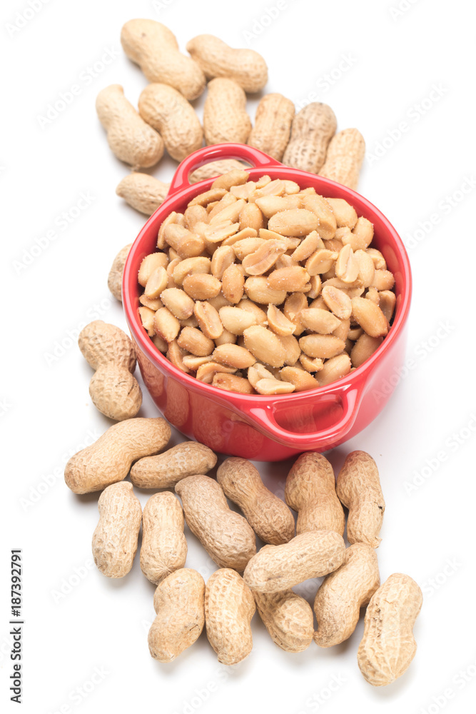 Roasted peanuts isolated on white Roasted peanuts isolated on white