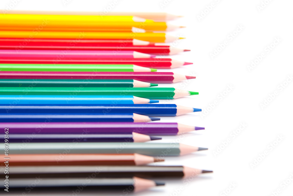 Color pencils isolated on white background