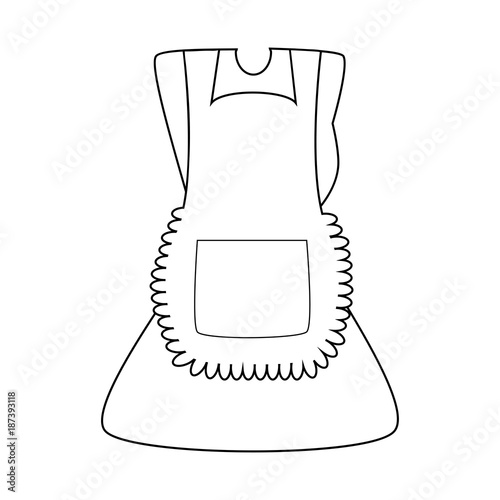 cartoon dress with pinafore outline isolated on white background