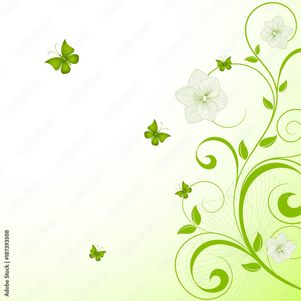 Beautiful abstract floral background with butterflies. Beautiful abstract floral background with butterflies.