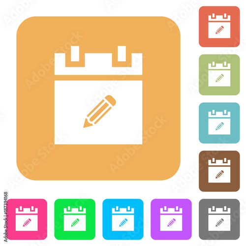 Edit schedule item rounded square flat icons