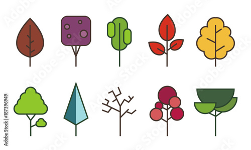Tree flat style on white background color vector illustrator.