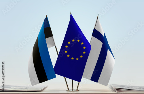 Flags of Estonia European Union and Finland